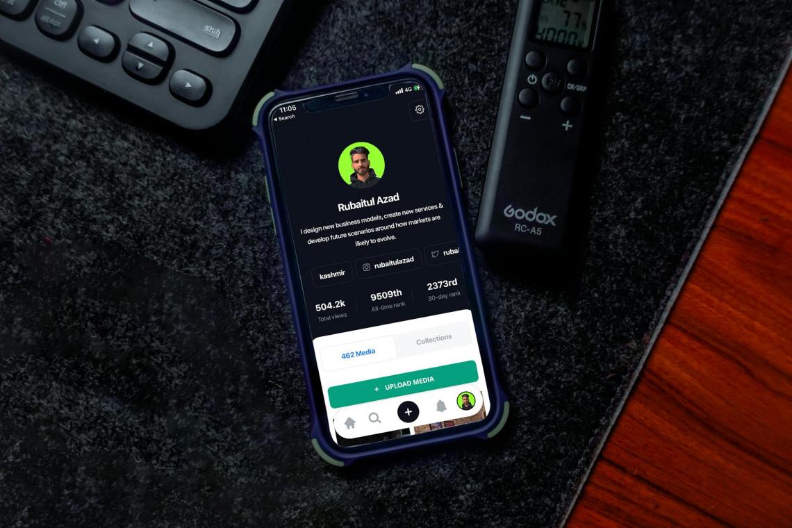 man profile on smartphone